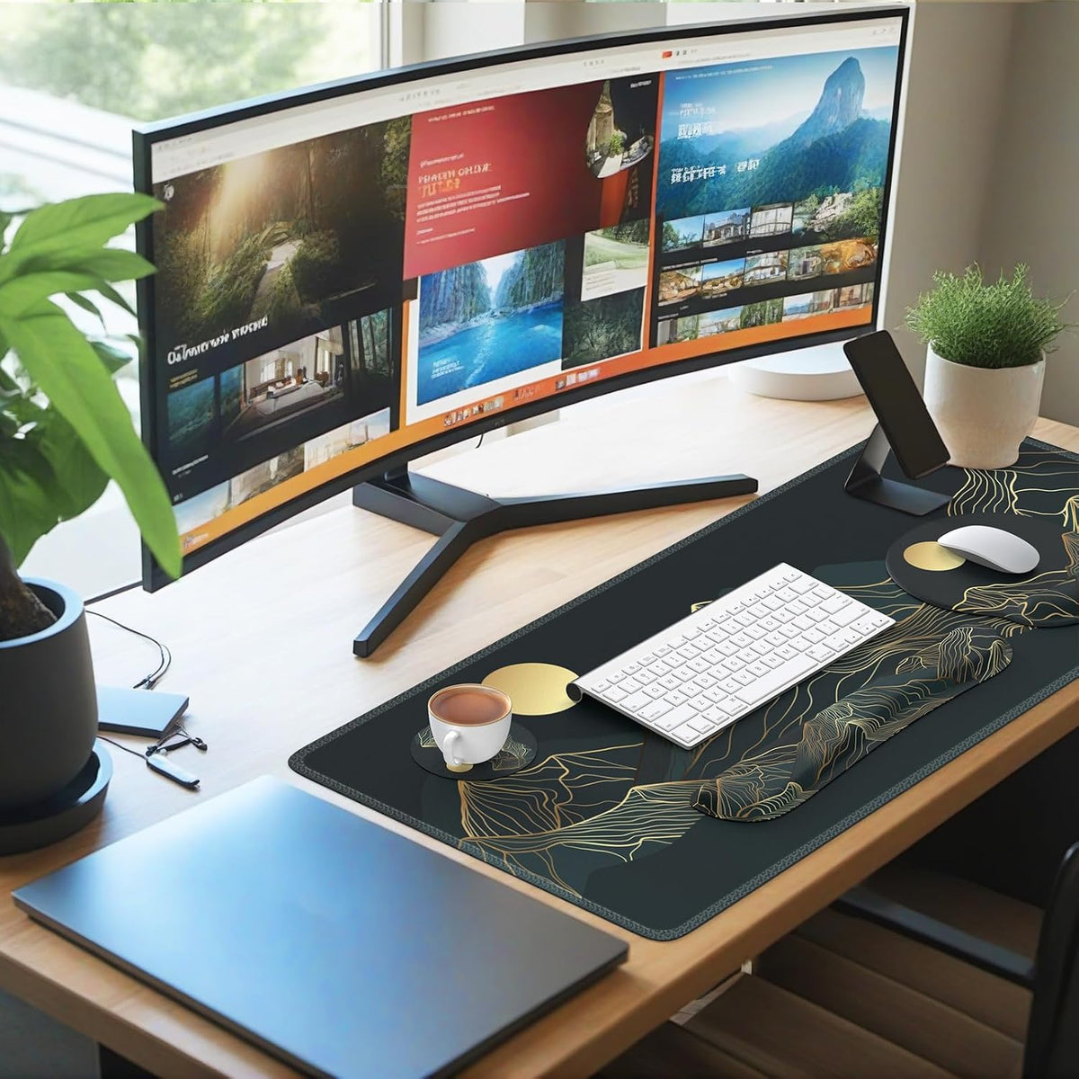 iCasso Large Mouse Pad, 4in1 XXL Mousepad + Keyboard Wrist Rest+Mouse Wrist R...