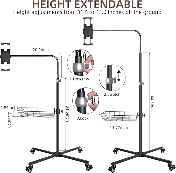 Coslony Adjustable Floor Standing Tablet Stand - Image 9