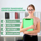 Plastic Clipboards, PANDRI 10 Pack Clear Colored Clipboards, Low Profile Clip - Image 5