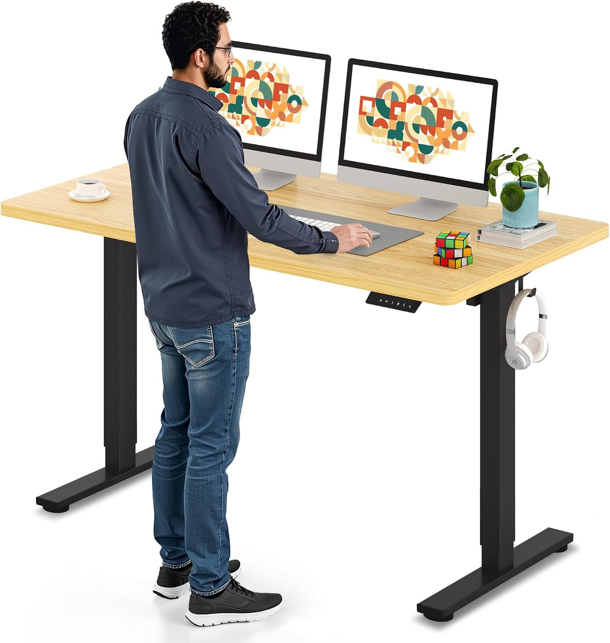 SANODESK Electric Standing Desk 55 x 28 Inches Whole-Piece Desktop Height