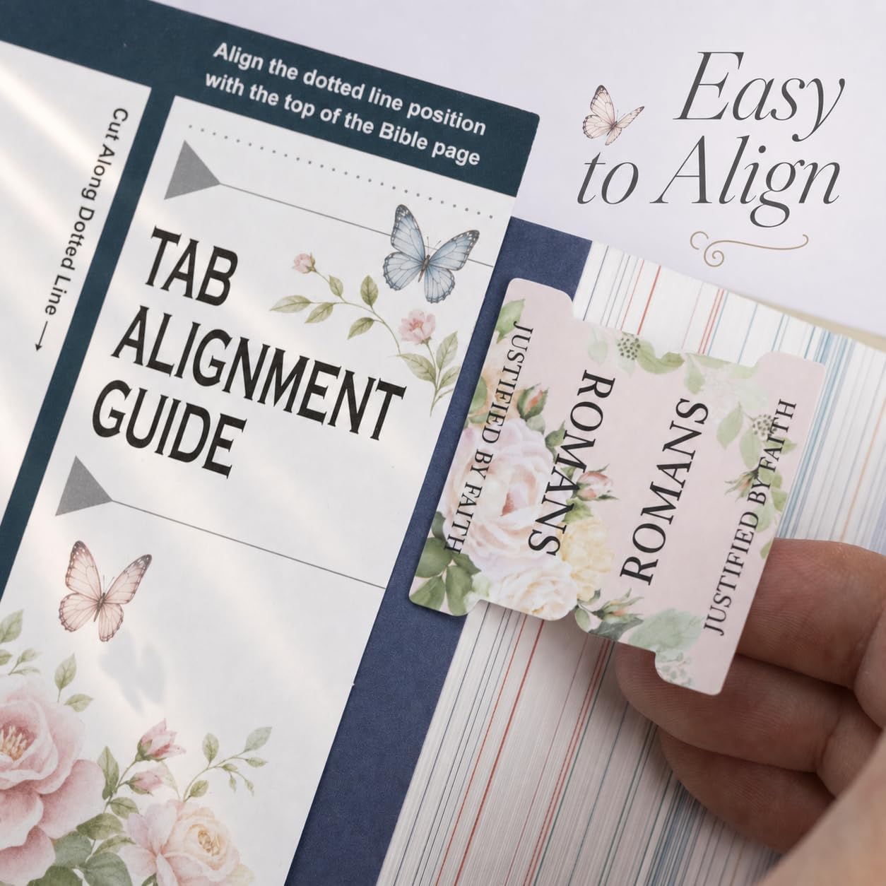 UPAFEXXI-Laminated Bible Tabs with Book Summaries(Floral) | Bible Tabs for Women and Men, Reposition Large Print Stickers, Easy to Read, Easy Navigation, Bible Study Supplies