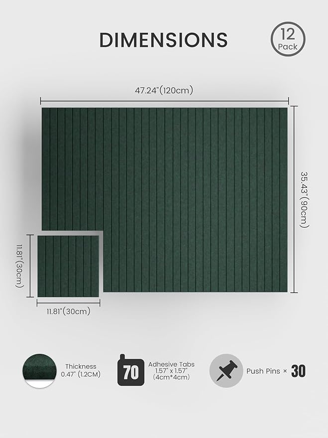 Bumusty Large Felt Bulletin Board 48" x 36" Cork Board Alternative-12 Pack - Image 2