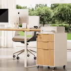 3 drawers fluted mobile file cabinet with lock on a desk or shelf