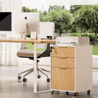 3 drawers fluted mobile file cabinet with lock on a desk or shelf