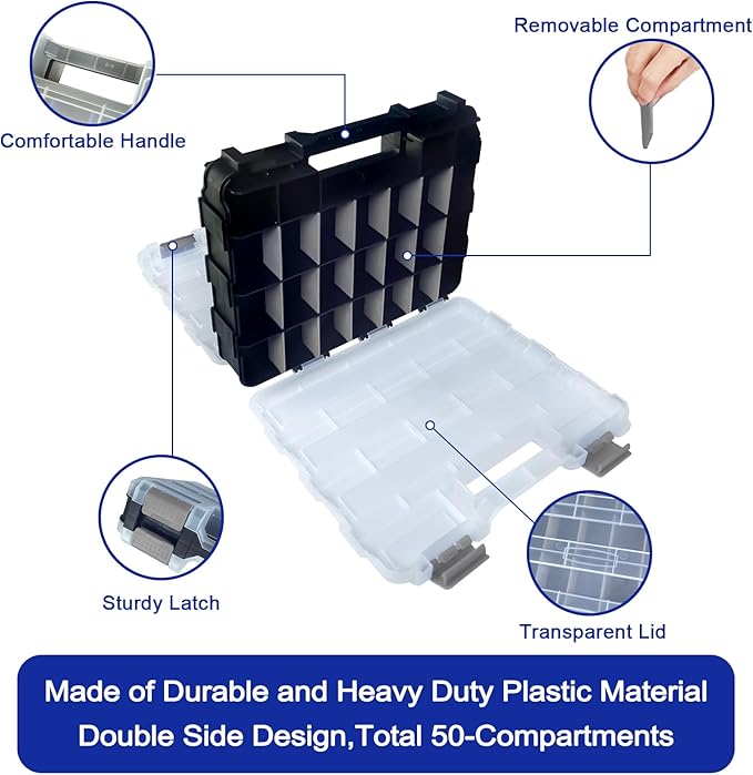 Double Side Tool Box Organizer, Hardware Storage Box, Portable Small Parts - Image 2