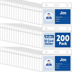 200 Pcs Horizontal Badge Holders, Extra Thick ID Card Name Tag Badge Holder by YesBes