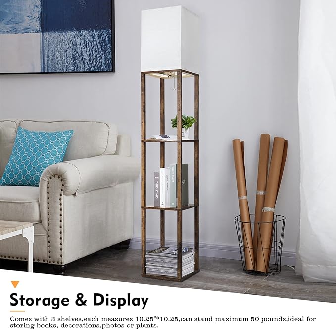 RUNTOP Floor Lamp with Shelves, Modern Shelf Lamp - Image 3