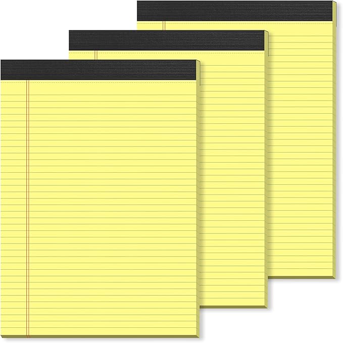 Yellow Legal Pads 8.5×11 Paper Tablets, College Ruled Yellow Writing Pads 3 by notepads