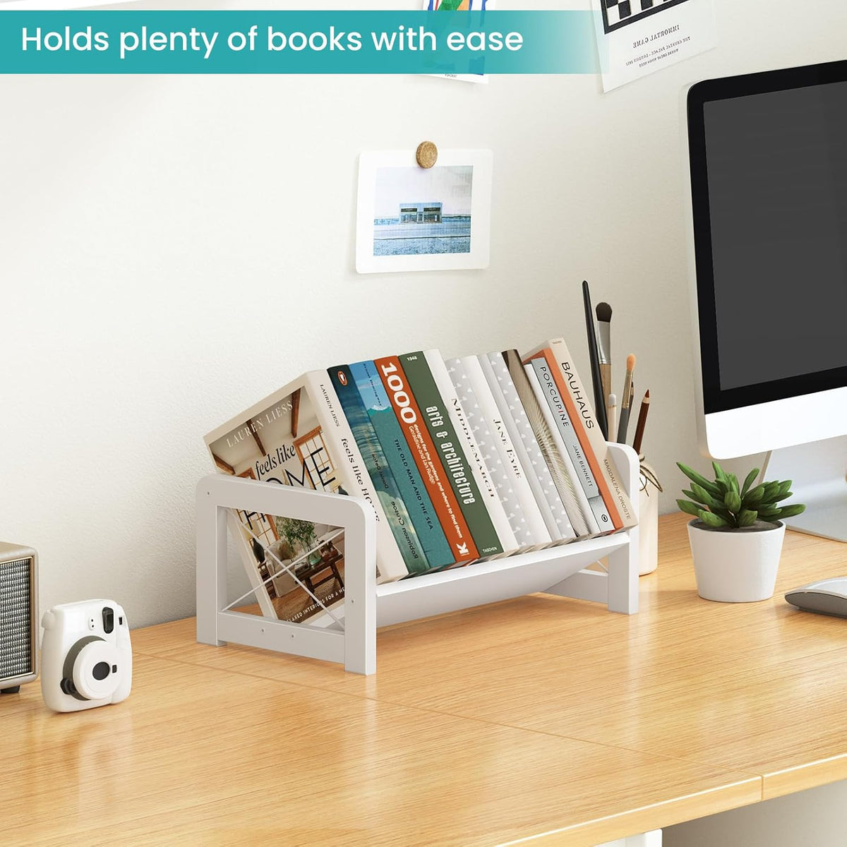 ELITEROO Mini Bookshelf for Desk, Desktop Bookcase, Single Cookbook Shelf, Ta...
