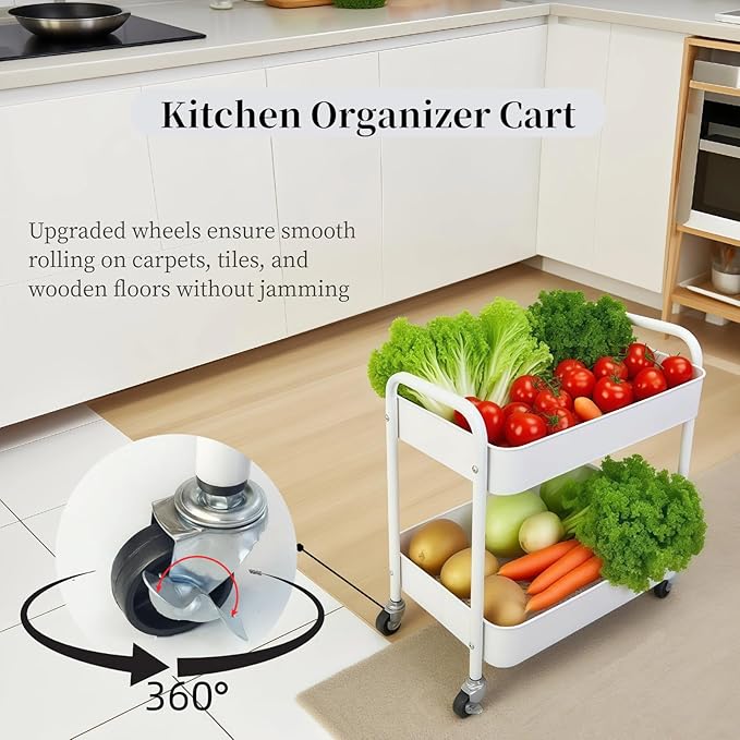 LIWNYRK 2 Tier Metal Rolling Cart - Image 4