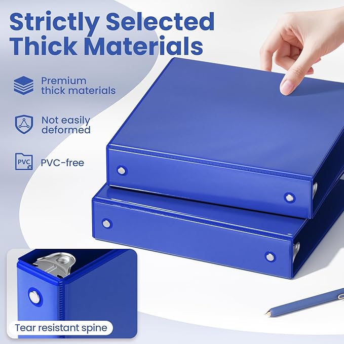 SUNEE 3 Ring Binder 1.5 Inch 1 Pack, Cobalt Blue - Image 4