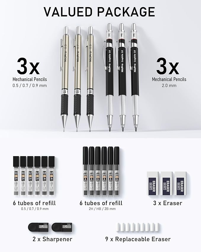 Nicpro 6PCS Art Mechanical Pencil Set, Sketching Drawing - Image 5