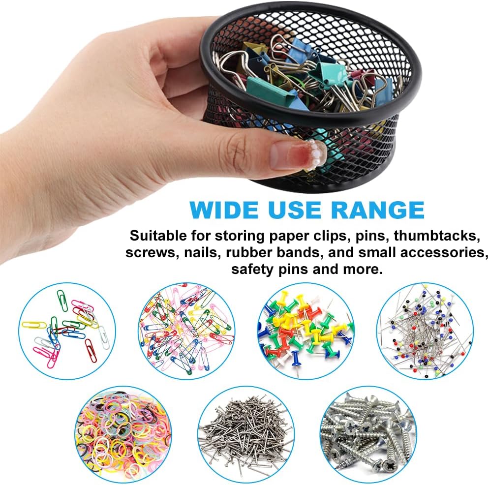 LOQJSS 2PCS Mesh Paper Clip Holder for Desk, Stackable Paper Clip Organizer | Mesh Paperclip Dispenser Organizer with Non-Slip EVA Pad,Paperclip Holder for Office School Binder Box