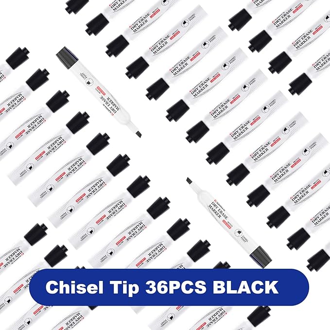 Comix Low Odor Dry Erase Markers Black, 36 Bulk Black Color Whiteboard Markers - Image 5