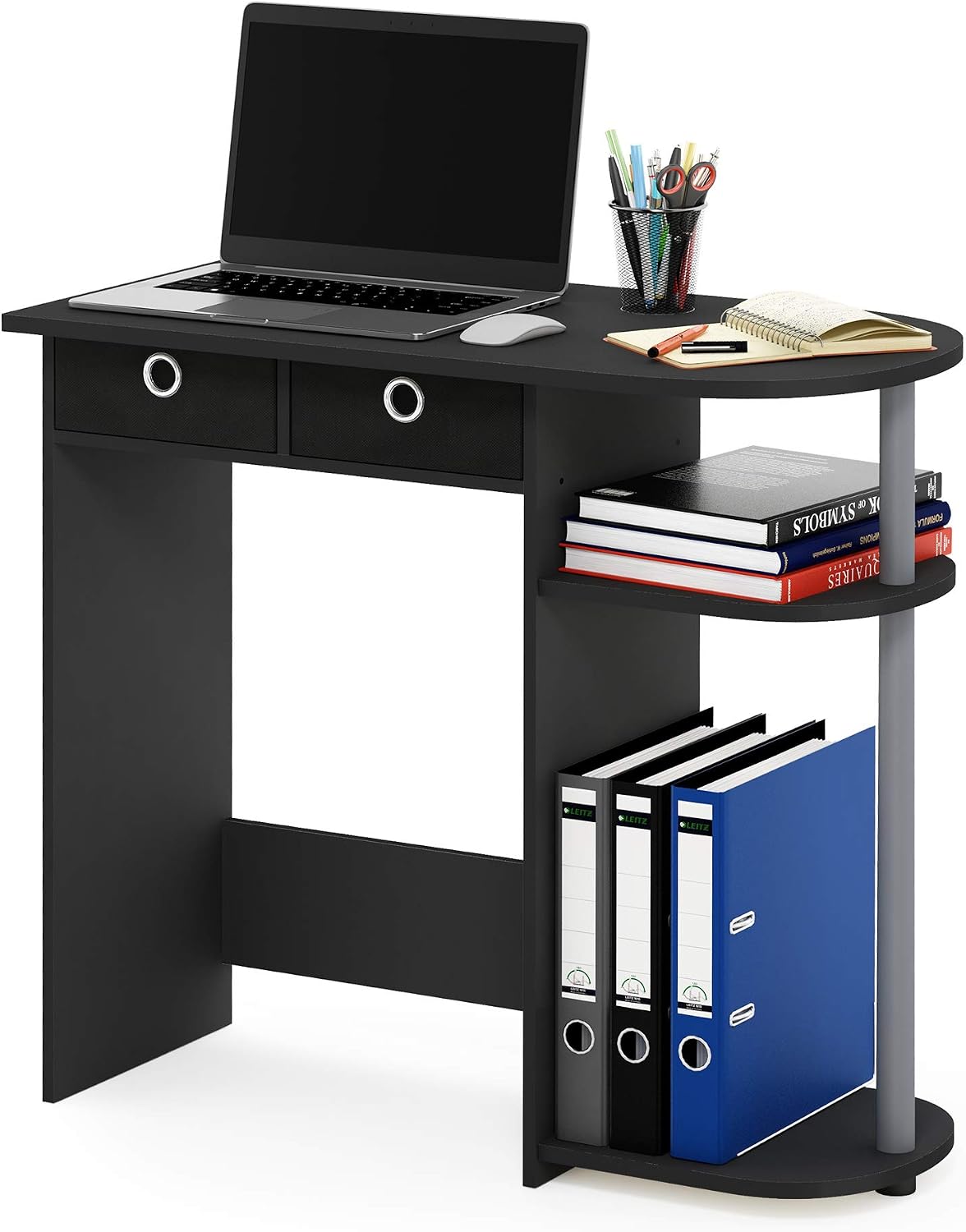 Furinno Go Green 32-Inch Computer Desk with 2-Tier Shelf, Classic Black