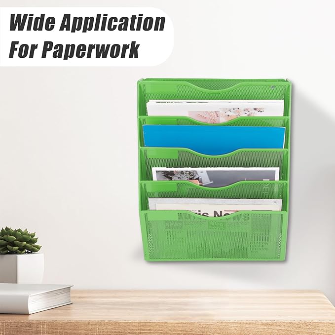 EASEPRES 5 Pocket Mesh Hanging Wall File Organizer, Wall Mounted Mail Paper - Image 6
