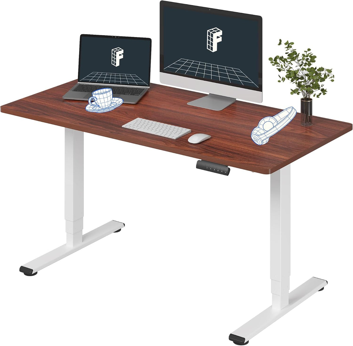 FLEXISPOT E6 3-Stage Dual Motor Electric Standing Desk 55 x 28 Sit Stand Up Desk