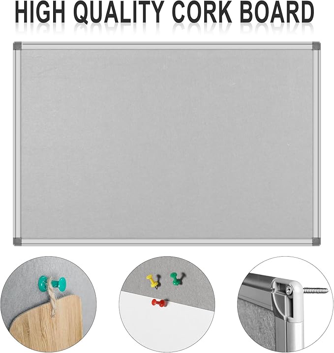 36x24-Inch Gray Felt Bulletin Board - Image 6