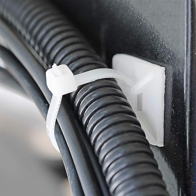 XHF 500 PCS 3/4" White Self Adhesive Cable Zip Tie Mounts Wire Cable Clips - Image 3