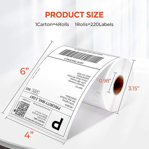 MUNBYN 4"x6" Direct Thermal Shipping Labels, Perforated Postage Paper Compatible - Image 2
