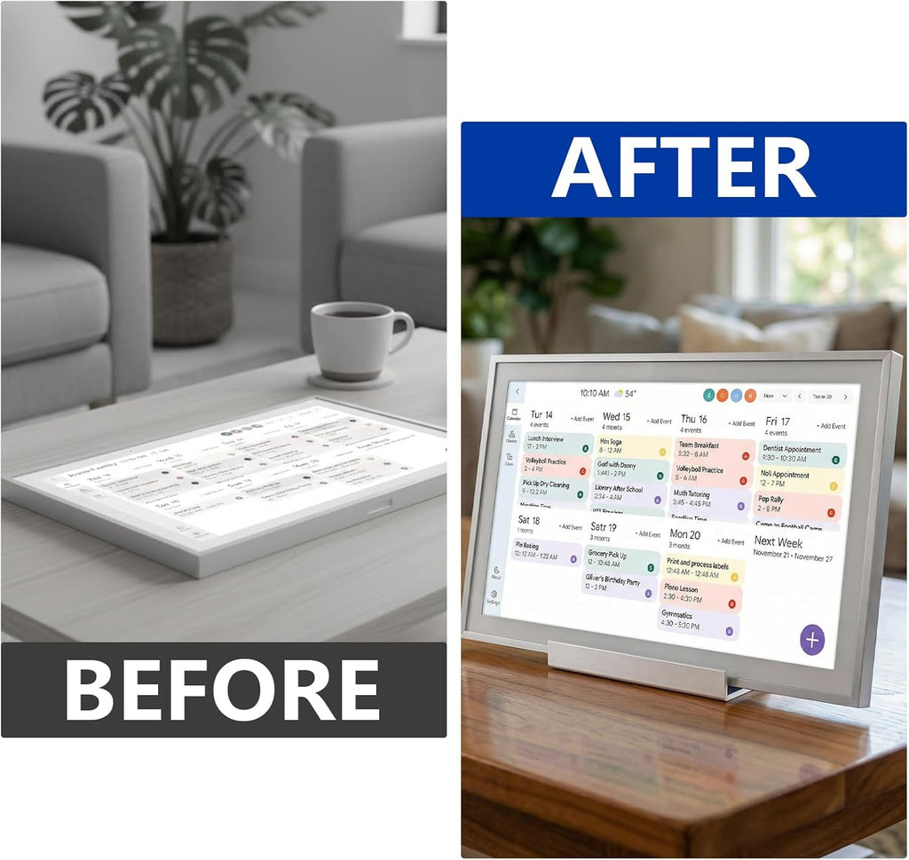 Compatible with Skylight Calendar Stand, Freestanding Desk Mount Holder for Skylight Calendar Max 27 Inch, Desktop Holder, Stable Base for Digital Calendar, Tool-Free Wall Mount Alternative (White)