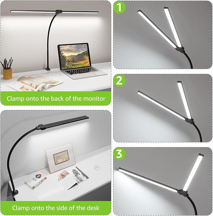 ShineTech LED Desk Lamp for Home Office, 3000K Warm White Double Head Architect - Image 6