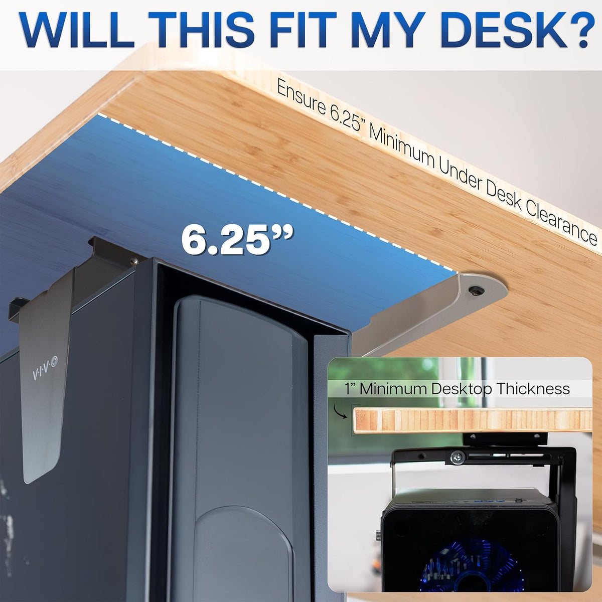 VIVO Under Desk and Wall Office PC Mount w/Swivel