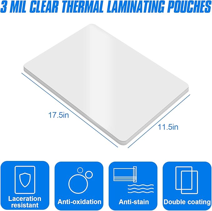 HERKKA 300 Pack Laminating Sheets, Hold 11 x 17 Inch Sheet, 3 Mil Clear Thermal - Image 2