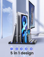 Vaydeer 3-Slot Vertical Laptop Stand Organizer, Laptop Storage Holder Made of - Image 2