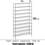 Regal Altair 14" Deep x 54" Wide x 96" Height Wire Shelving Kit | 10-Tier | NSF - Image 3