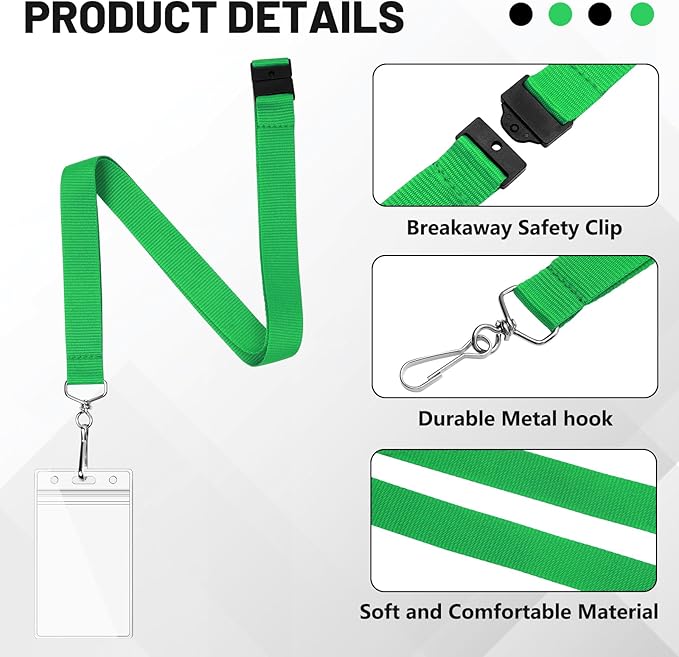 24-Pack Green Breakaway Lanyards - Image 4