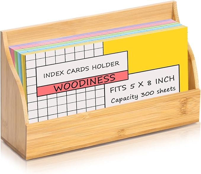5x8 Inch Index Card Stand Wooden Index Cards Holder Notecard Box Postcard by SHIQIKEJIPTY