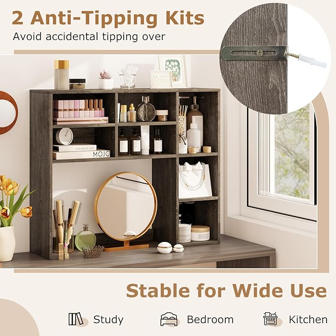 Tangkula Desktop Bookshelf, 3-Tier Desk Display Rack Organizer - Image 8