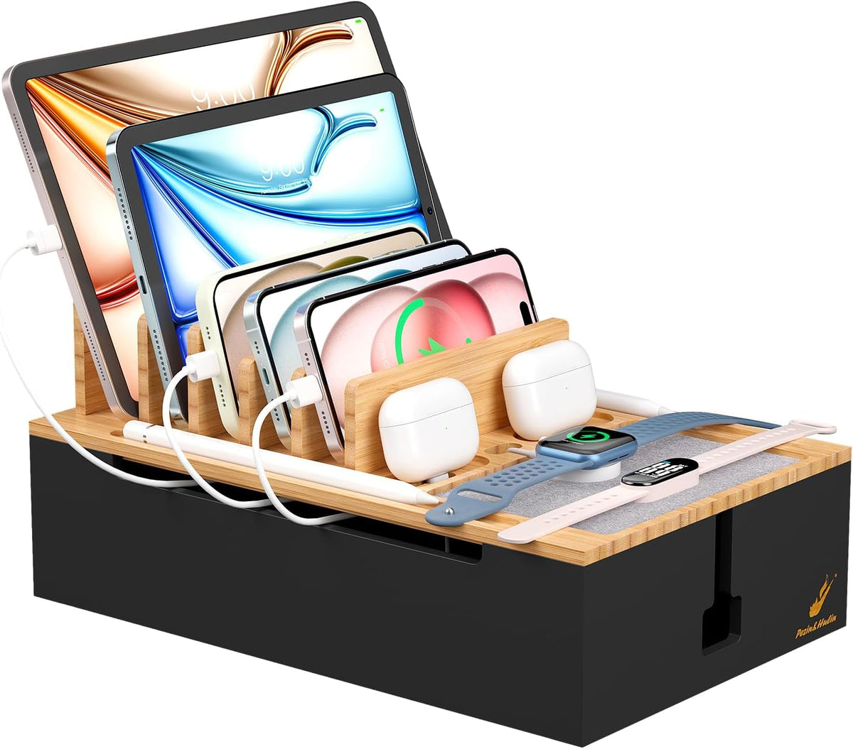 Pezin & Hulin Bamboo Charging Station, Electronic Devices Organizer