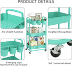 JIUYOTREE 3-Tier Plastic Rolling Storage Cart Utility Cart - Image 7