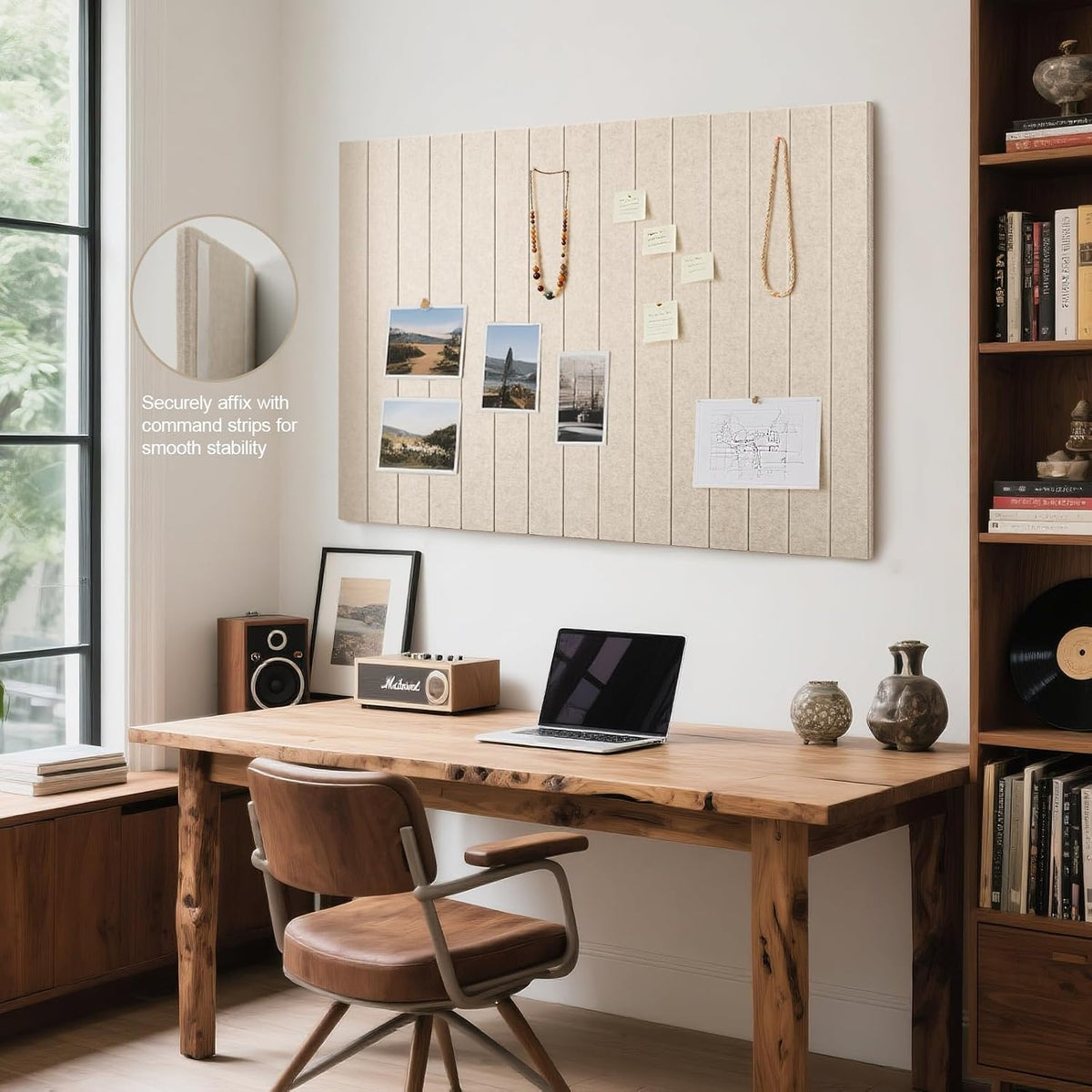 Striped Felt Bulletin Board 48x36 Inches, Decorative Pin Board for Wall