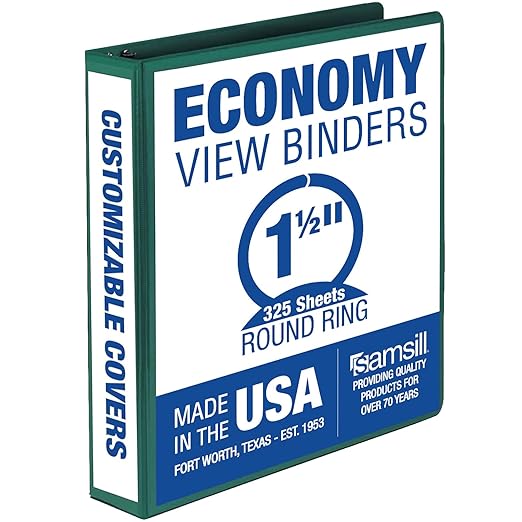 Samsill 1.5 Inch 3 Ring Binder, Made in USA, Economy Round Ring, 325 Sheet by Samsill