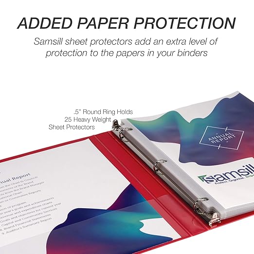 Samsill 0.5 Inch 3 Ring Binders, Made in USA, Economy Round Ring, 100 Sheet - Image 7