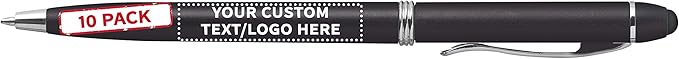 DISCOUNT PROMOS Custom Twist Action Plastic Stylus Pens, Personalized Bulk Pack by DISCOUNTPROMOS