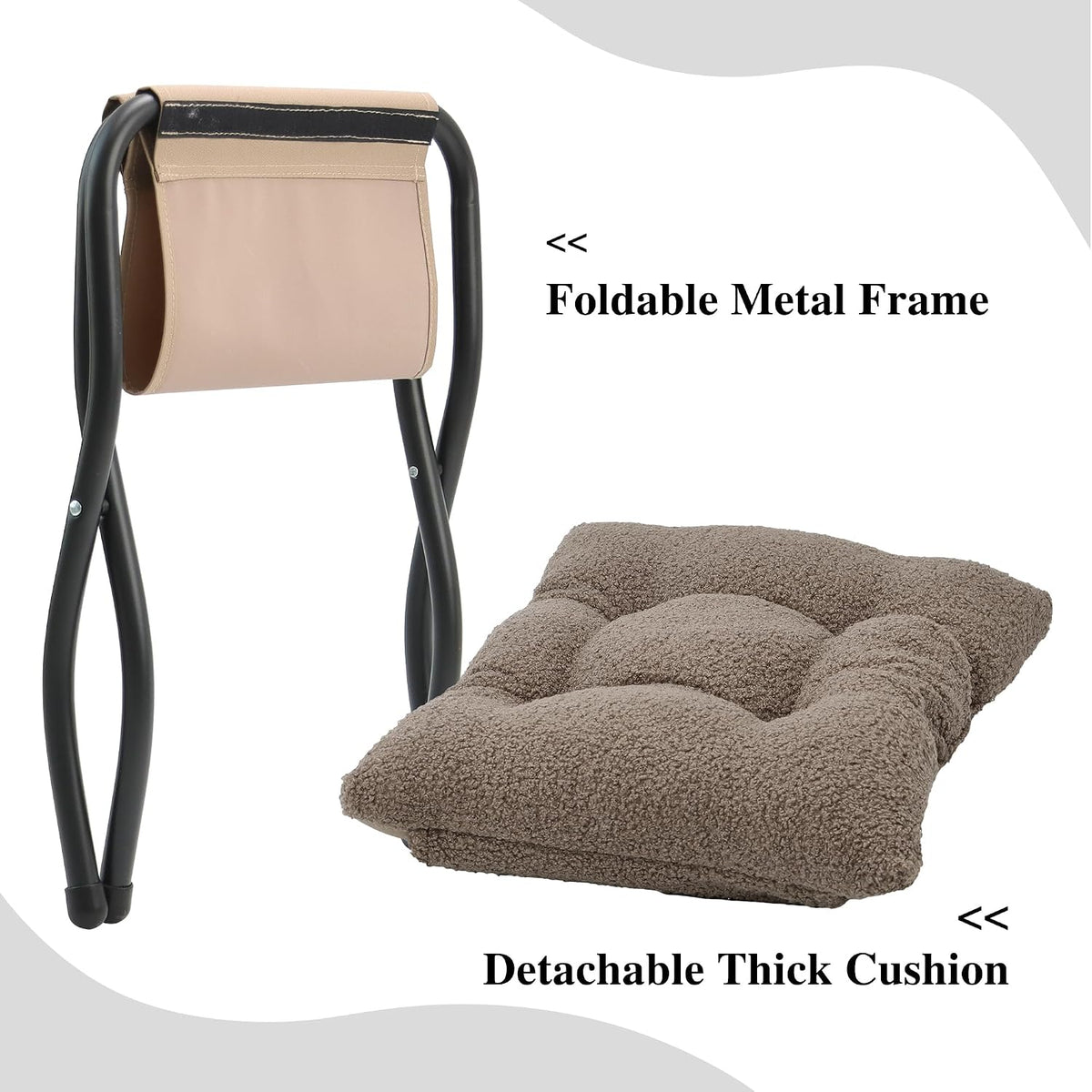 15"(H) Folding Ottoman, Foldable Footrest Stool, Portable Small Foot Sto...