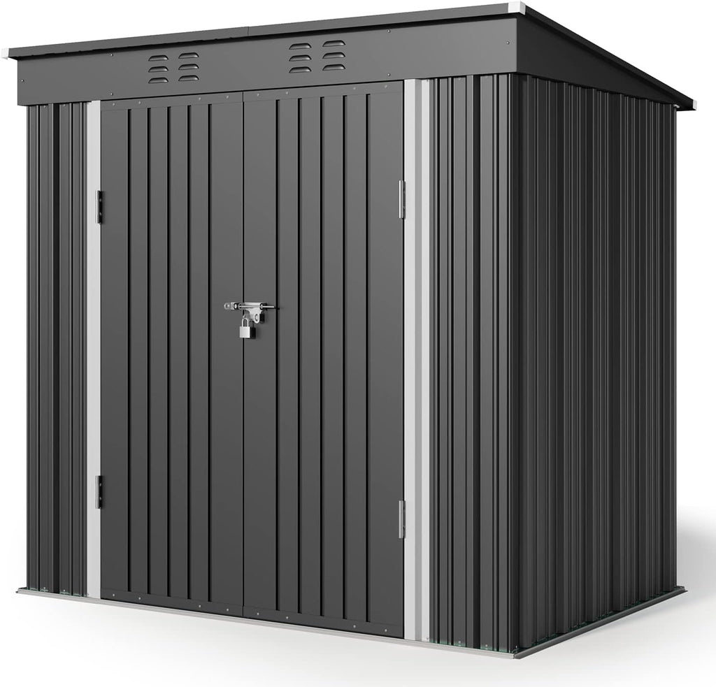 gizoon 6x4 ft outdoor shed, metal garden shed, view 9