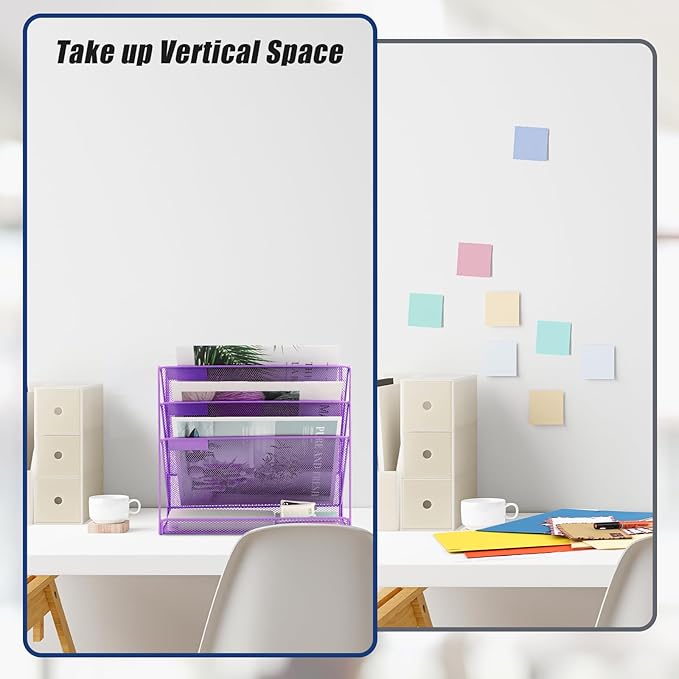 EASEPRES Desk File Organizer Mesh 4-Tier, Hanging Wall Mount Document - Image 4