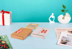 9x6x1.3 inch cardboard box for shipping dvd, cd, front angle view