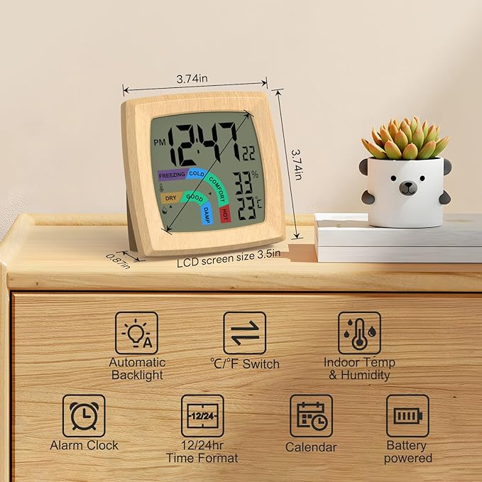 VOILEIPAGI Travel Alarm Clock Bedside Clock - Image 8