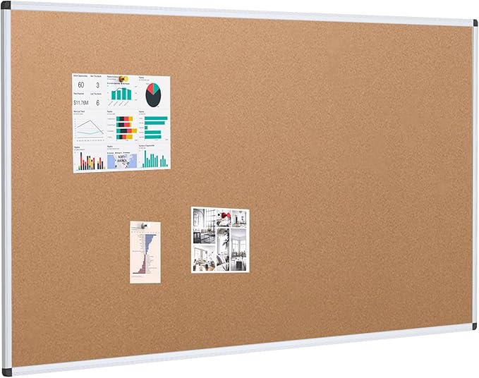VIZ-PRO Large Cork Bulletin Board, 60 X 48 Inches, Wall-Mounted Corkboard by VIZ-PRO