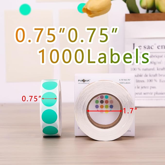 PARLAIM 3/4 Inch Roll Color Coding Labels, 1000 per Roll Round Permanent - Image 2