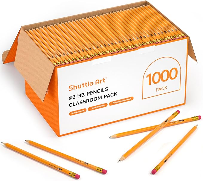 Shuttle Art Wood-Cased #2 HB Pencils, 1000 Pack Sharpened Yellow Pencils by ShuttleArt