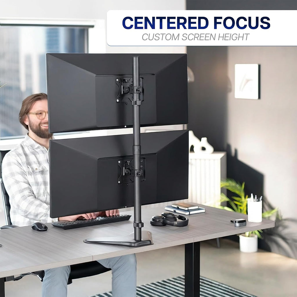 vivo dual monitor desk stand free-standing lcd mount on a desk or shelf