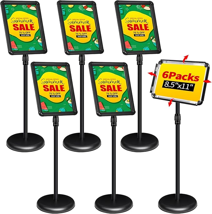 INNOVSIGN 6Packs Adjustable Pedestal Sign Holder Stand 8.5''x11'', Floor by INNOVSIGN