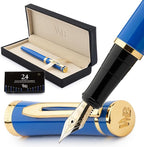 Wordsworth & Black Fountain Pen Set, 18K Gilded Extra Fine Nib, Includes 24 by WordsworthBlack